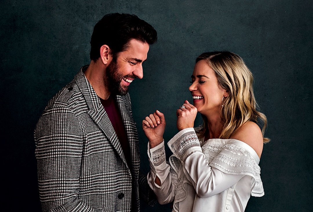 Forgatás után viszkivel lazít a Blunt-Krasinski páros Emily Blunt, John Krasinski, Hang nélkül 2
